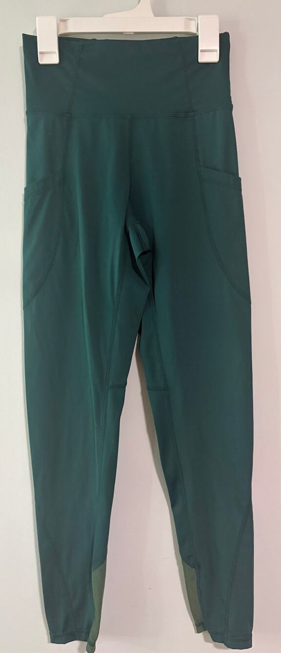 P'Tula Dark Green High Rise Pocket Leggings Women's Medium